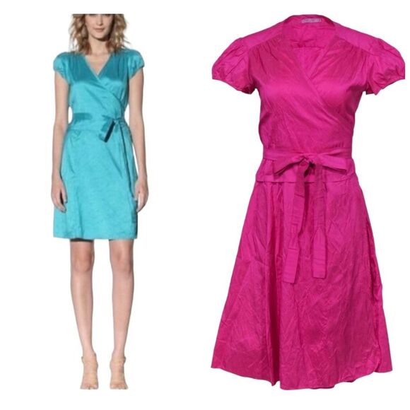 Calypso St Barth 100% Silk Wrap Dress Short Sleeves Pink size 0 - Picture 1 of 7